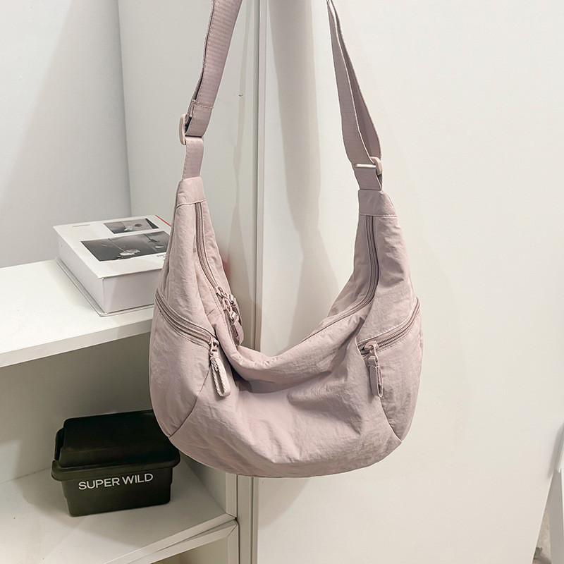 Trendy Cow Horn Bag With Durable Nylon And Zip Closure For Daily Casual Outfits