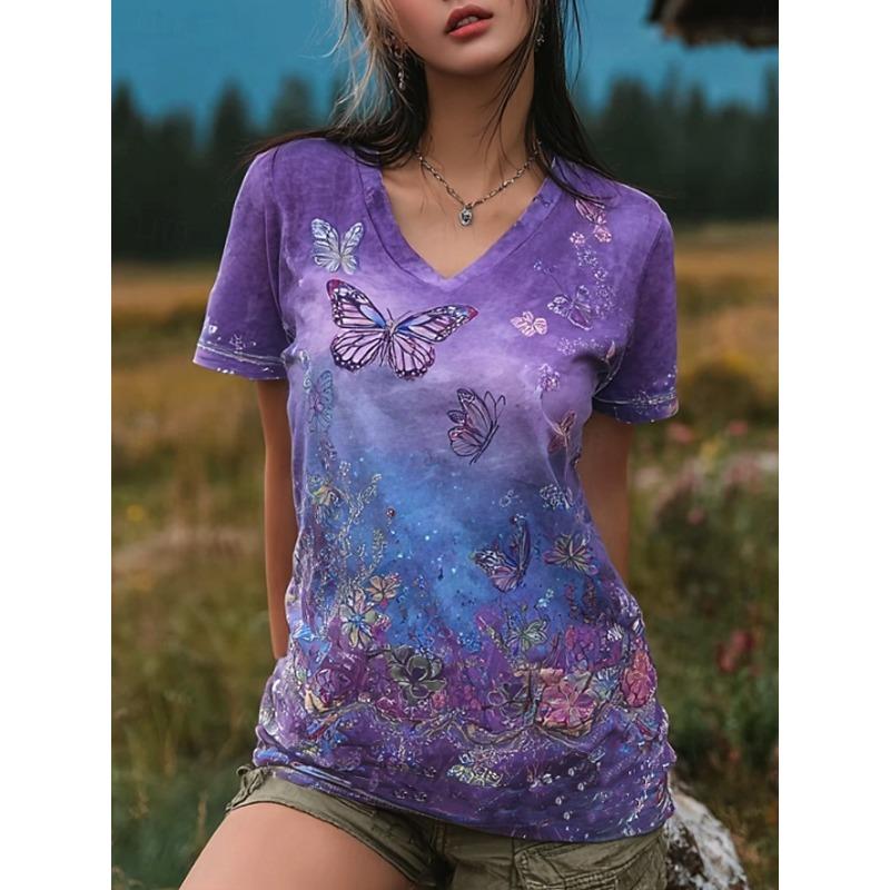 

Fashionable Women s V-neck Casual Short Sleeved T-shirt,Rretro Sports Style Casual Sportswear 5XL