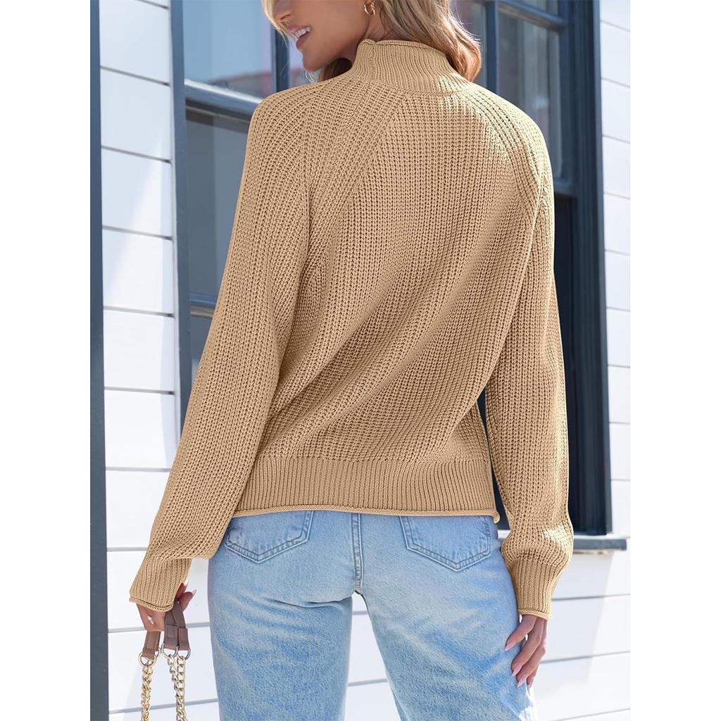 Maglione da donna alla moda, girocollo, maglione largo a maniche lunghe in maglia