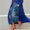 2026 European and American Cross-border New Products Amazon Imitation Denim Women's Print Loose Jeans Casual Versatile Wide-leg Trousers