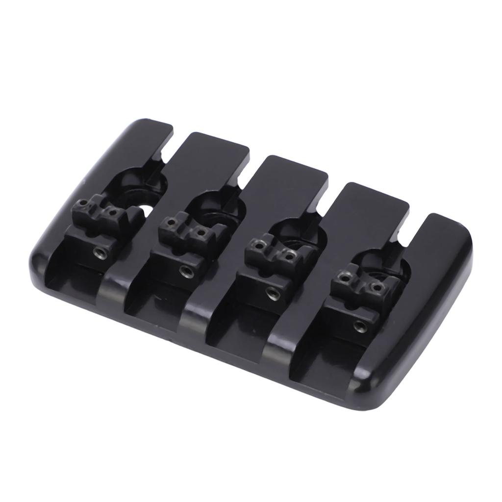 Guitar Bridge 4 String Metal Tailpiece Instrument Accessory Set Kit for Bass Black