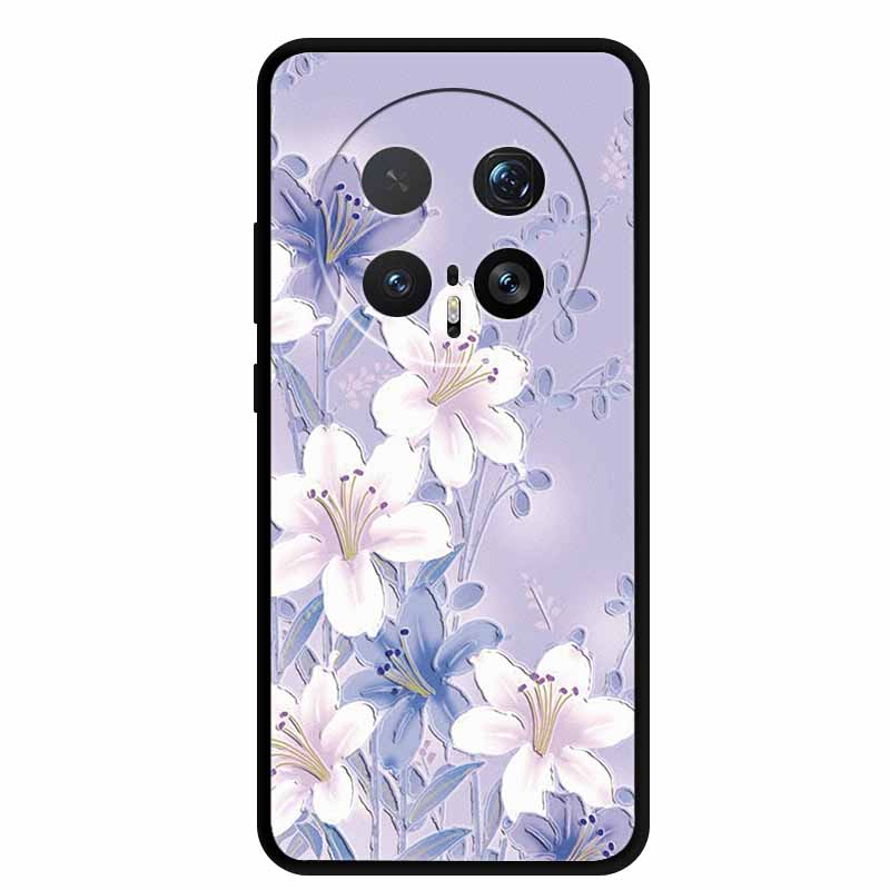 6.71" For Honor Magic8 Pro 5G Case 3D Emboss Relief Flower Black Silicone Soft Back Cover Case For Honor Magic 8 Pro Case Shells