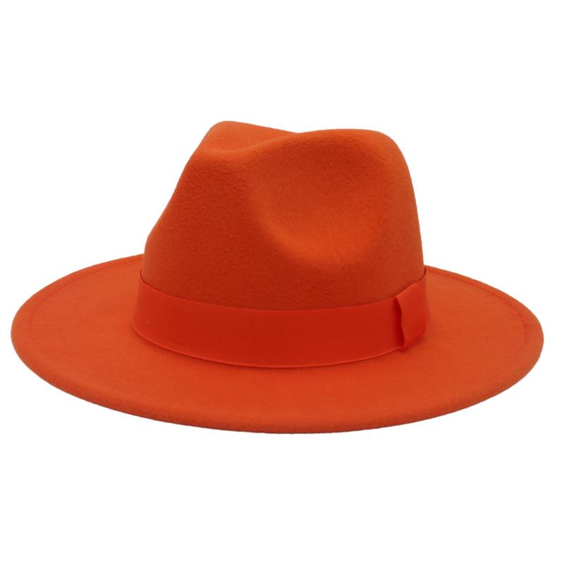 British Jazz Hat Big Eave Hat Square Ribbon French Top Hat Men'S And Women'S Cashmere Felt Hat