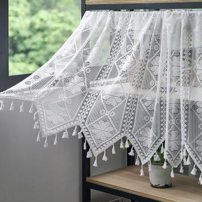 Yousheng Französische Spitze Vorhang Vintage Kurz Transparent Schrankvorhang Bauernhaus Rustikal Boho Kleines Fenster Stangentasche Lichtfilter Häkelvorhang