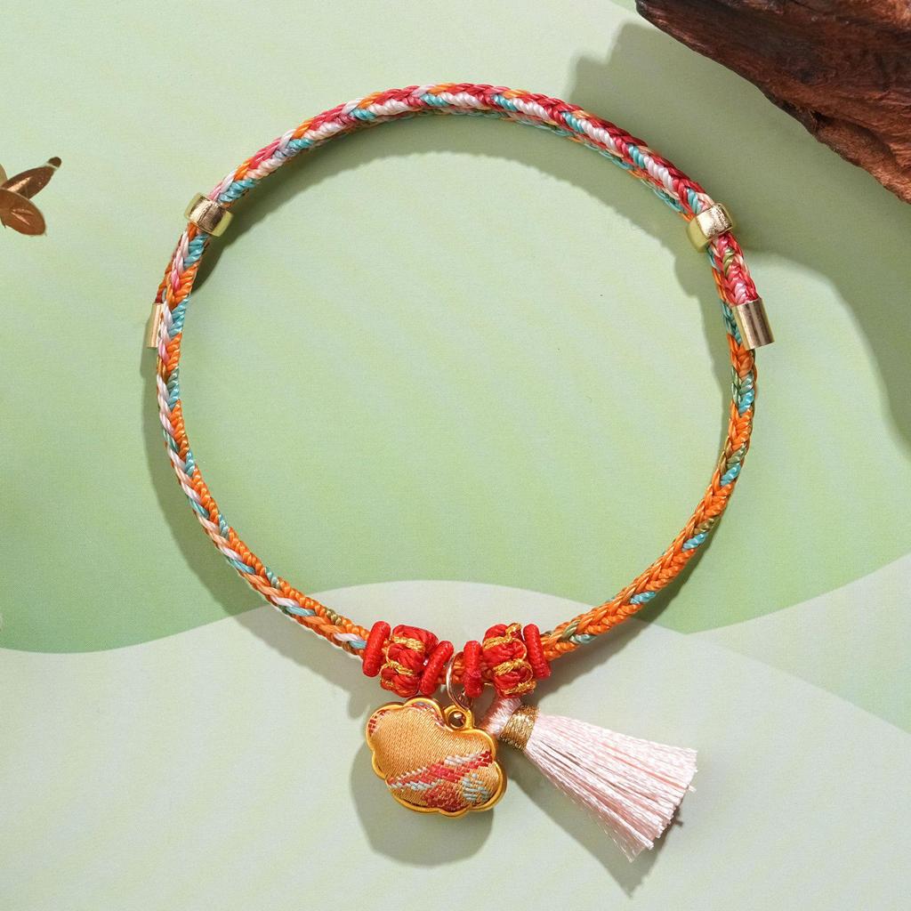 Dragon Boat Festival Ethnic Five-Colored Bracelet with Song Brocade Gourd Coin Purse & Zongzi-Inspired Hand Jewelry Gift.