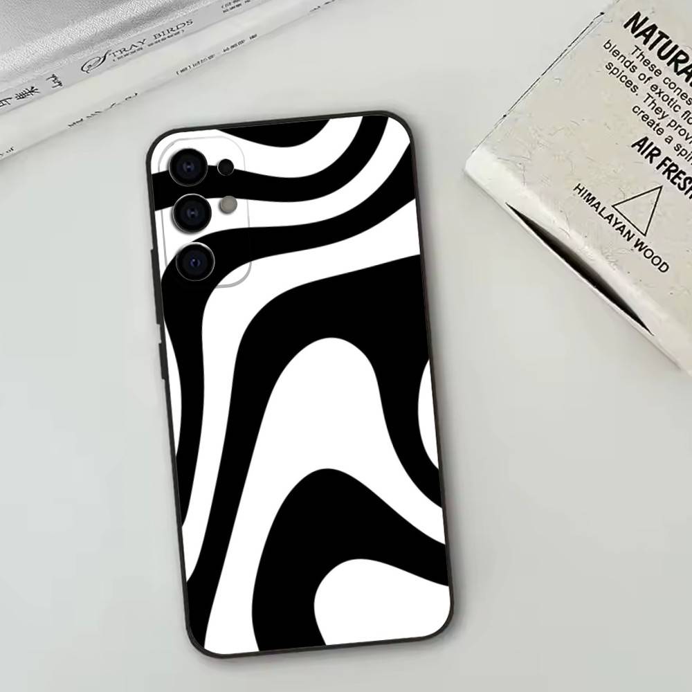 

Abstract wavy line art design Phone Case Black Silicone Soft For Samsung S25,S24,S21,S22,S23,S30,Ultra,S20,Plus,Fe,Lite Samsung S20fe