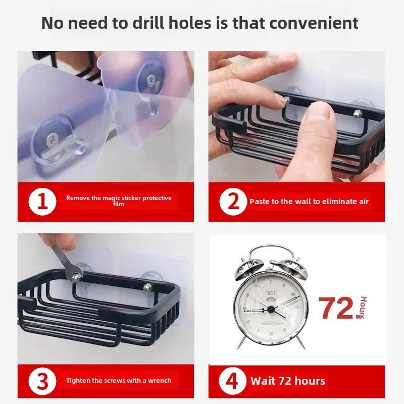 1 Pcs Drill Free Soap Dish Holder Wall Mounted Storage Rack Holder Hollow Type Soap Sponge Dish Bathroom Accessories