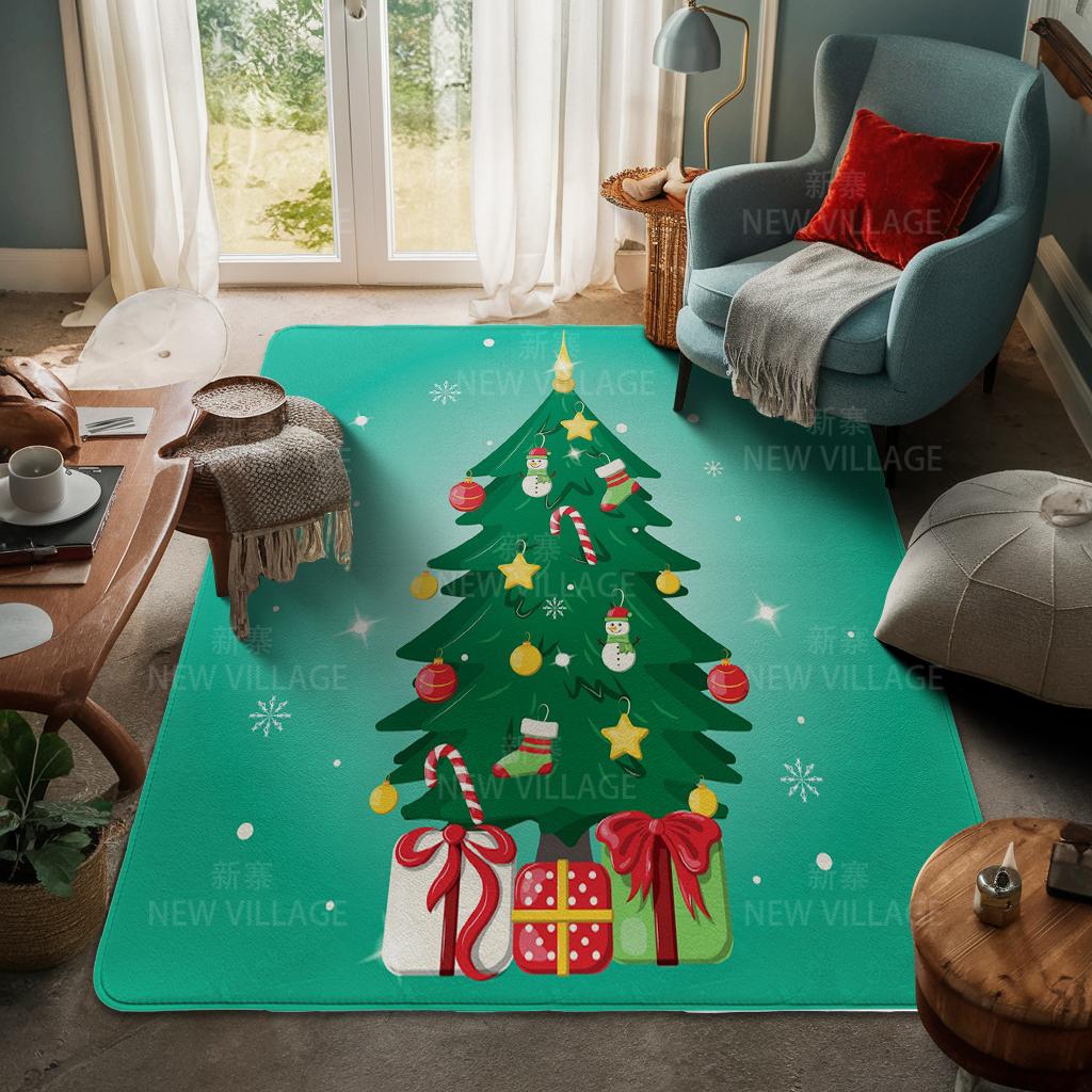 House Entrance Carpet Home Door Mat Living Room Bath Foot Bathroom Non-slip Water Absorption Rugs Bath Merry Christmas Winter