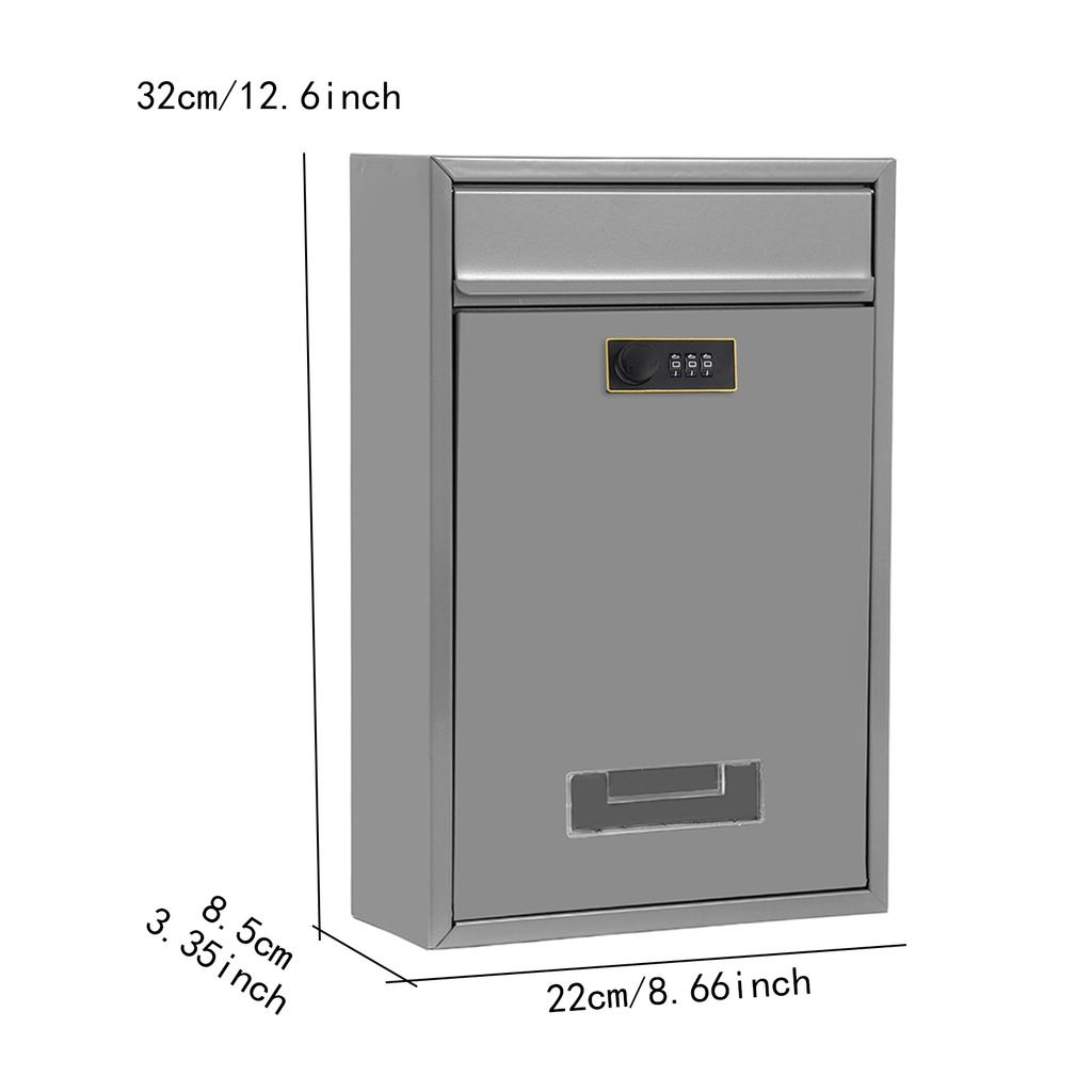 Large Capacity Locking Mailbox, Wall Mount Outdoor Metal Mail Box with 2 Keys, Waterproof Secure Postbox for Home Gate