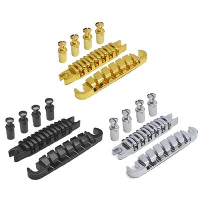 Split Guitar Bridge Tailpiece Electric Guitar Bridge String Space 52MM-10.4x5 Top Hanging String Individual Saddles