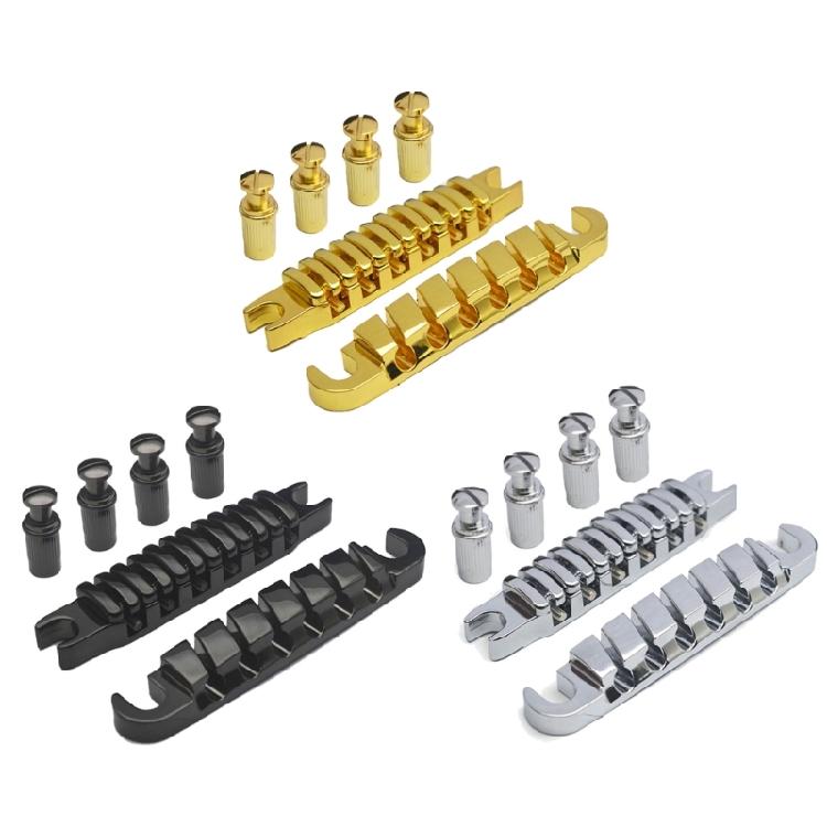 Split Guitar Bridge Tailpiece Electric Guitar Bridge String Space 52MM-10.4x5 Top Hanging String Individual Saddles