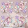 7 Pcs Pink Butterfly Balloon Set Shower Anniversary Decoration Foil Number Balloon 32 Inch Birthday Party Wedding Balloons Gift
