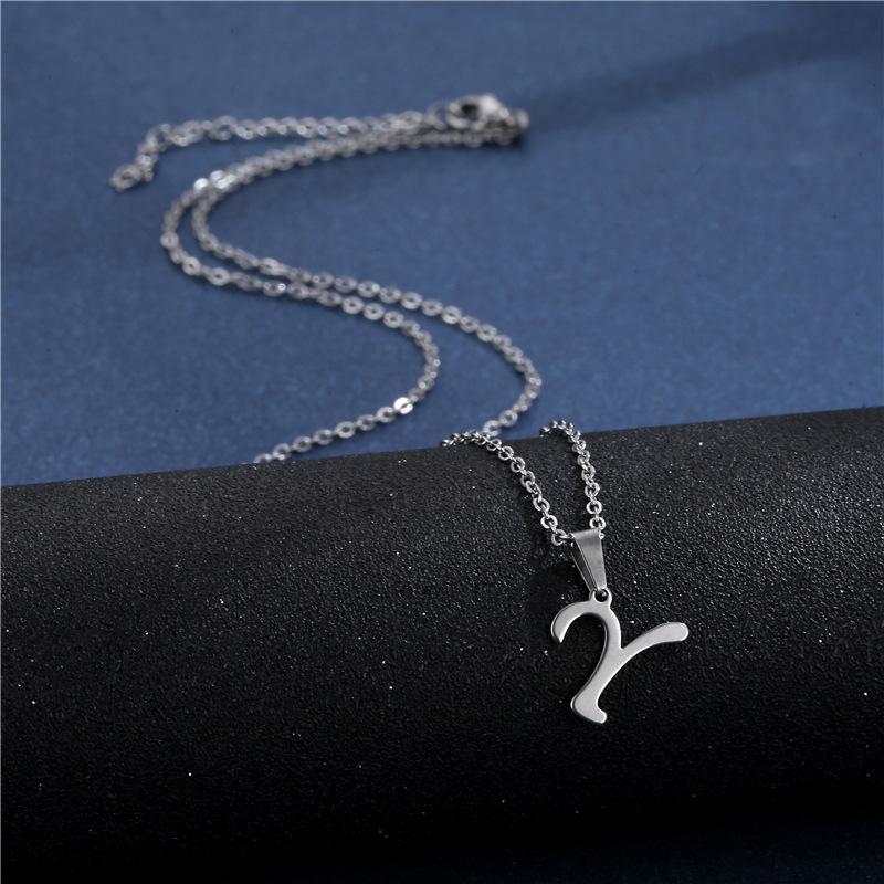 Fashion Initial Letter Pendant Necklace for Women Simple Stainless Steel Letter Glossy Clavicle Chain Choker Necklaces Jewelry