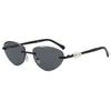 Pearl Metal Frameless Cat Eye Sunglasses With Uv400 Protection For Fashion Outdoor Travel
