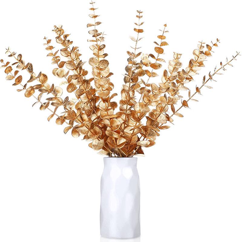 Golden Eucalyptus Artificial Leaves - Christmas & Wedding Decor