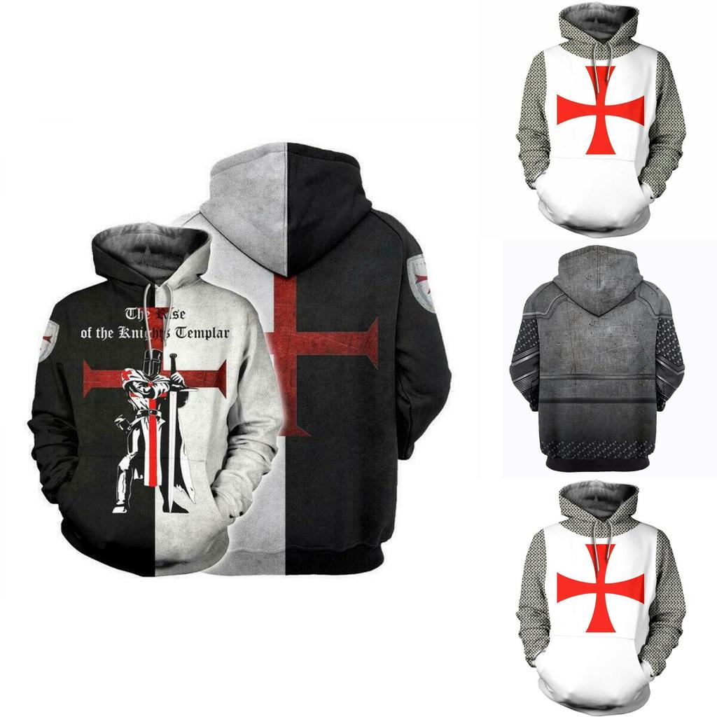 Vibrantly Designed Unisex Knights Templar Cosplay 3d Print Pullover Casual Sweater