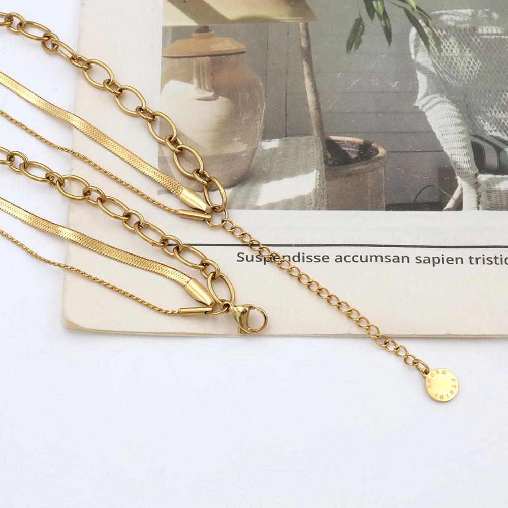 Niche Personalized Metal Chain Multi-Layer With Snake Bone Chain Interlocking Chain Neutral Wind Necklace Female