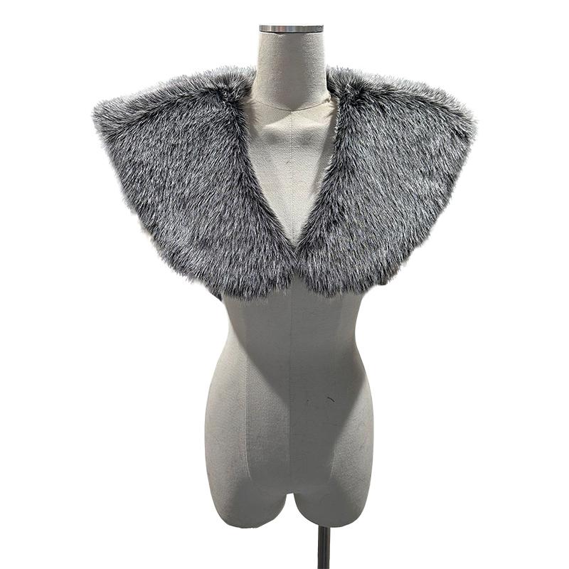 Middeleeuwse Viking Bont Cape Sjaal Kunstbont Kraag Schouder Cape Retro Krijger Ridder Jager Piraat Halloween Cosplay Kostuum One Size gray