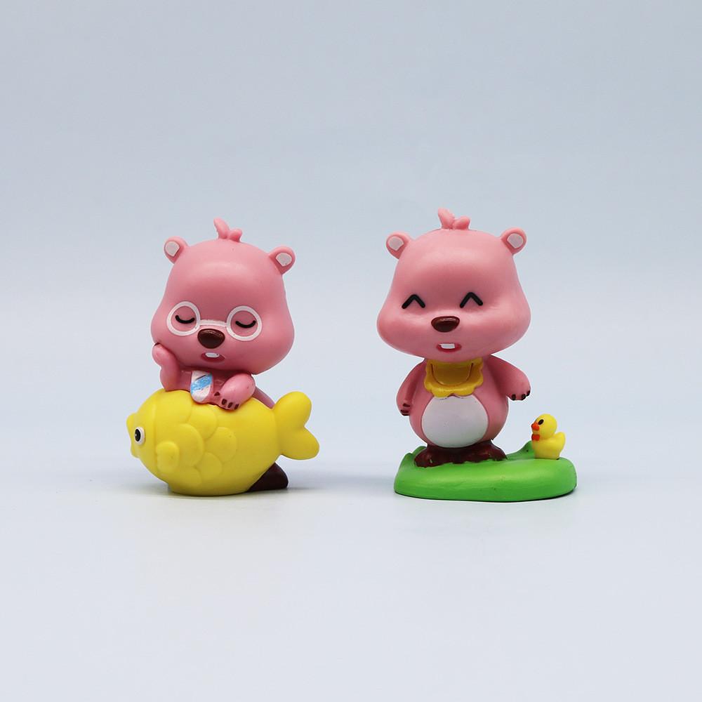 Lovely Pink Little Seal Figurine Baby Girl Gift Pvc Material 7cm Cute Little Beaver Doll Figurine Gift