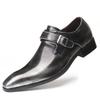 Belt Buckle Men's Shoes Fashion Low Heel Dress Shoes British Plus Size Leather Non Slip Footwear Male Formal Suit Shoe Homme