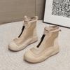 Snow boots women's autumn and winter new casual high-top thick-soled thickened cotton shoes winter zipper velvet short boots tide