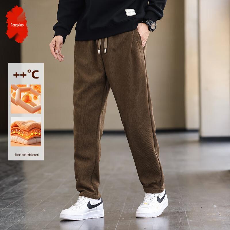 

Men s Warm Casual Straight-Leg Trousers M