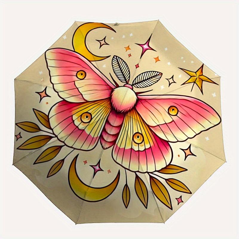 

1pc Moth Design Automatic Open/close, All-Season Portable Folding Umbrella for Friends, Travel, Everyday yy250812217