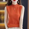 TIFICY Women's Fashion Casual Fall Winter Solid Color Print Sleeveless Half Turtleneck Tops Women's Clothing Woolen Knitwear Sweaters