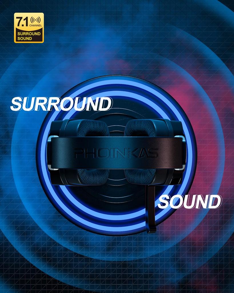 YOTMS Kabelloses Gaming-Headset mit Latenz 50mm 3D RGB 40 Stunden Kontinuierlich Kompatibel mit und Kabelgebunden und Kabellos [Authentisch] Mikrofon,