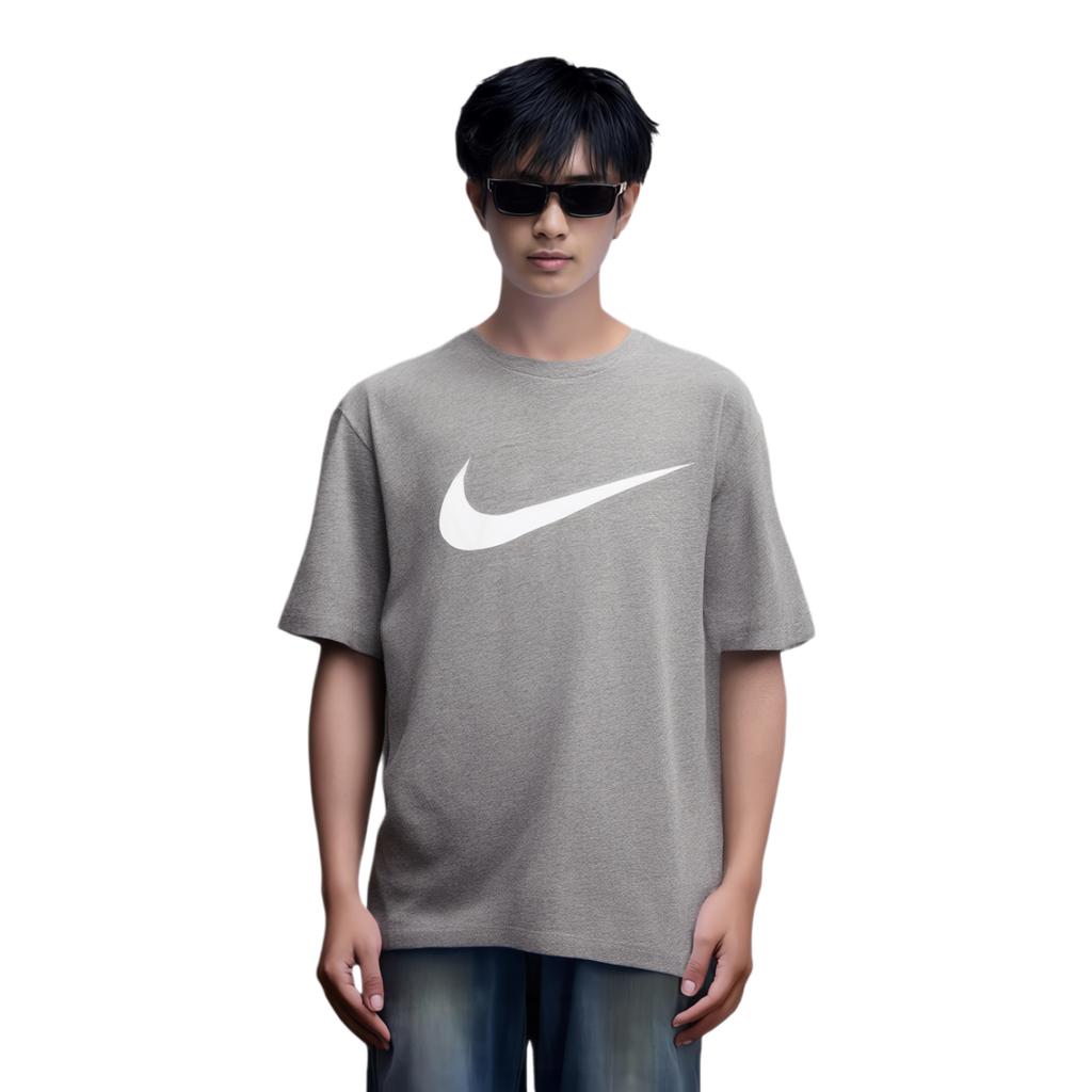 Nike Men's Retro Logo Print Short-Sleeve T-Shirt in Grey