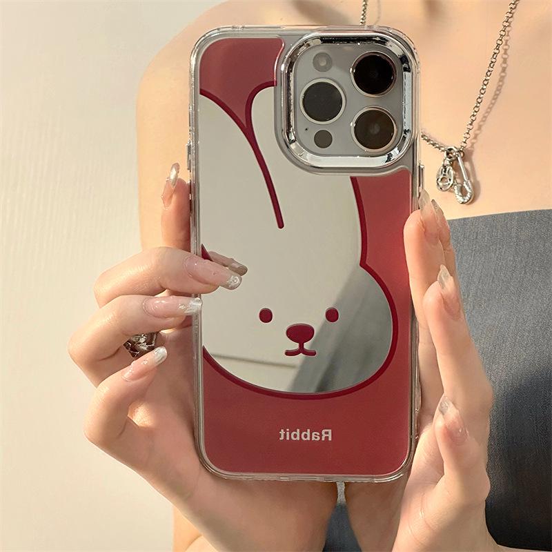 Zhitai Silicone Cartoon Case for iPhone 14/15/16 Pro/Pro Max with Mirror
