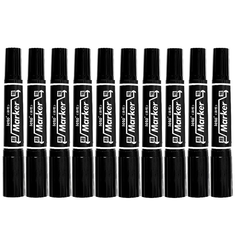 10pcs/set Twin Tip Colored Permanent Markers Fine Point Waterproof Oily Black Ink for Sketching Painting School Art Supplies