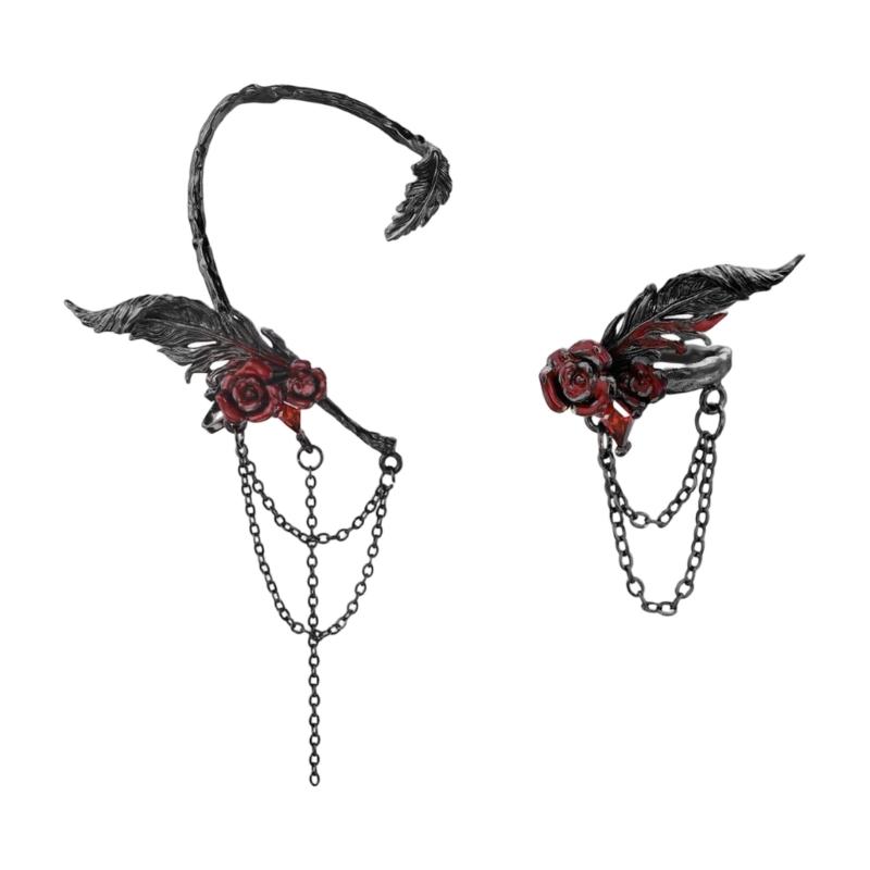 Готические серьги-гвоздики с розой, черная тематика, сплав, для девочек, легкие, удобные