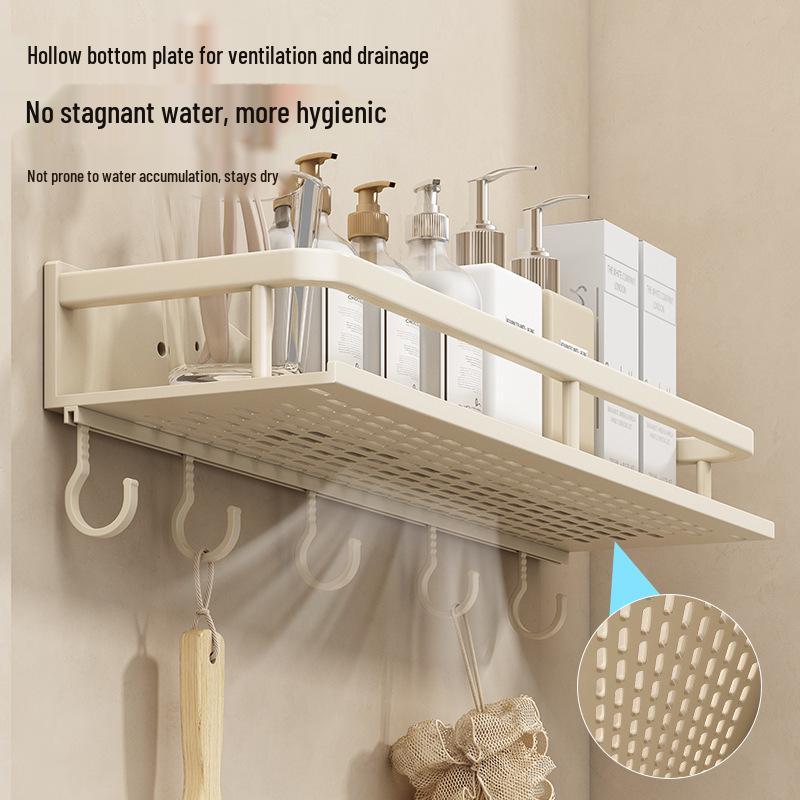 Luxury Wall-Mounted Bathroom Shelf with No-Punch Storage Rods