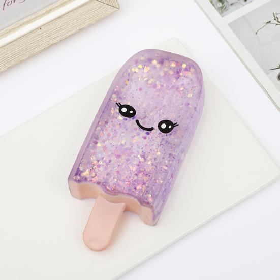 1/4Pcs Ice Stick Stress Relief Toy Smiling Ice Cream Squeeze Toy Slow Rising Clear Glitter Ice Stick Fidget Toy Decompression Relaxation Tool