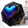 1pc Heart Mandala Automatic Open/Close Umbrella, Windproof, Folding Compact Umbrella with Lightweight Design for Women/Men025