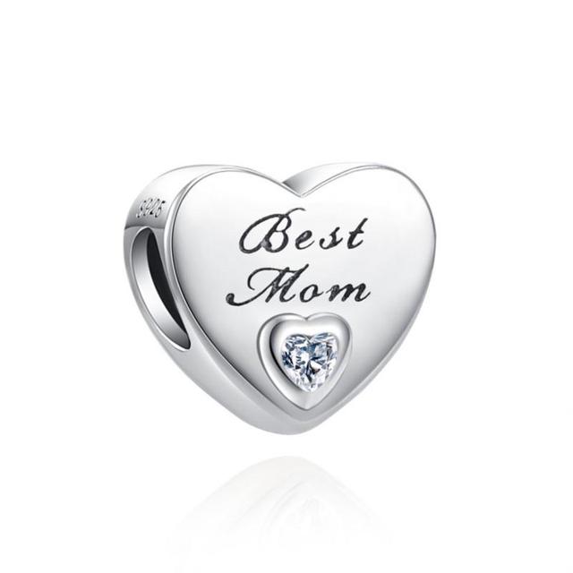 New Best Mom Dad Daughter Son Wife Brother Heart Charm Bead Fit Original Fashion Bracelet Diy Jewelry Women