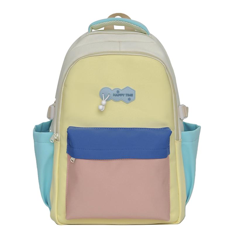 Color Block Student Schoolbag Large Capacity Backpack