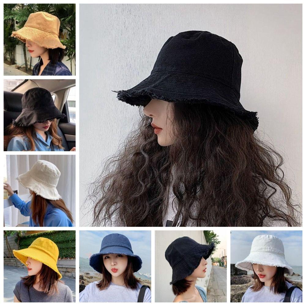 Sunshade Thin Bucket Hat Simple Sun Protection Cap Soft Raw Edge Fisherman Hat Spring