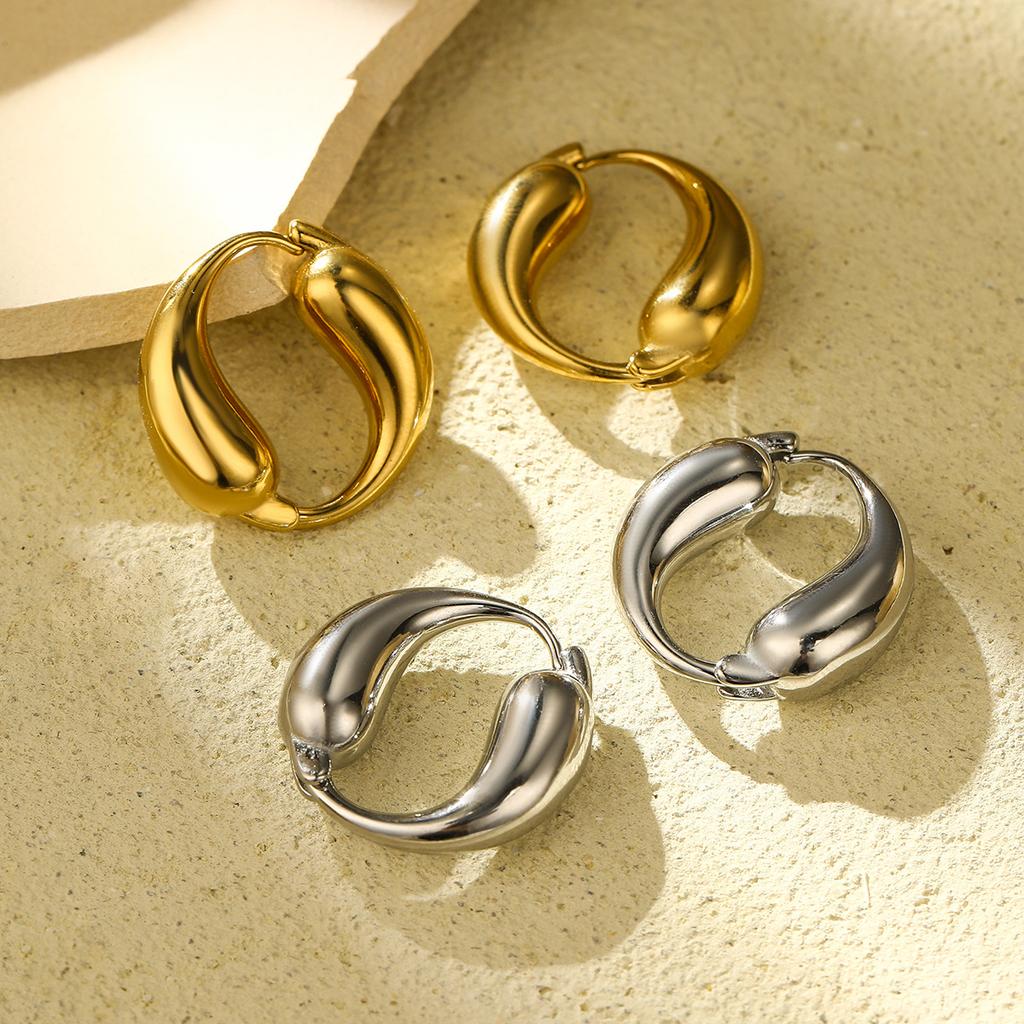 GEMCHIC Women's Fashion Unique Creative O-Shape Stainless Steel Earrings Gold Water Drop Hoops