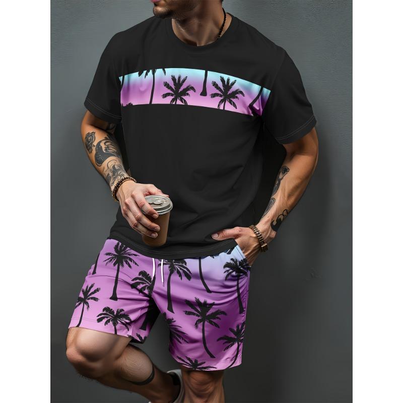 Nuovo Set da Uomo con Ancora Blu Marina T-Shirt Estiva da Esterno & Pantaloncini con Coulisse Set Due Pezzi Abbigliamento Sportivo Casual