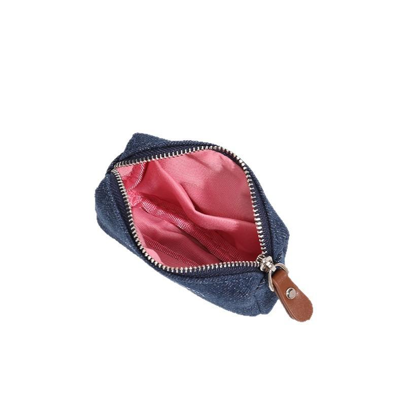 Denim Coin Purse Heart Embroidery Mini Zipper Wallet Women Small Change Pouch Cute Cosmetic Storage Bag Key Holder