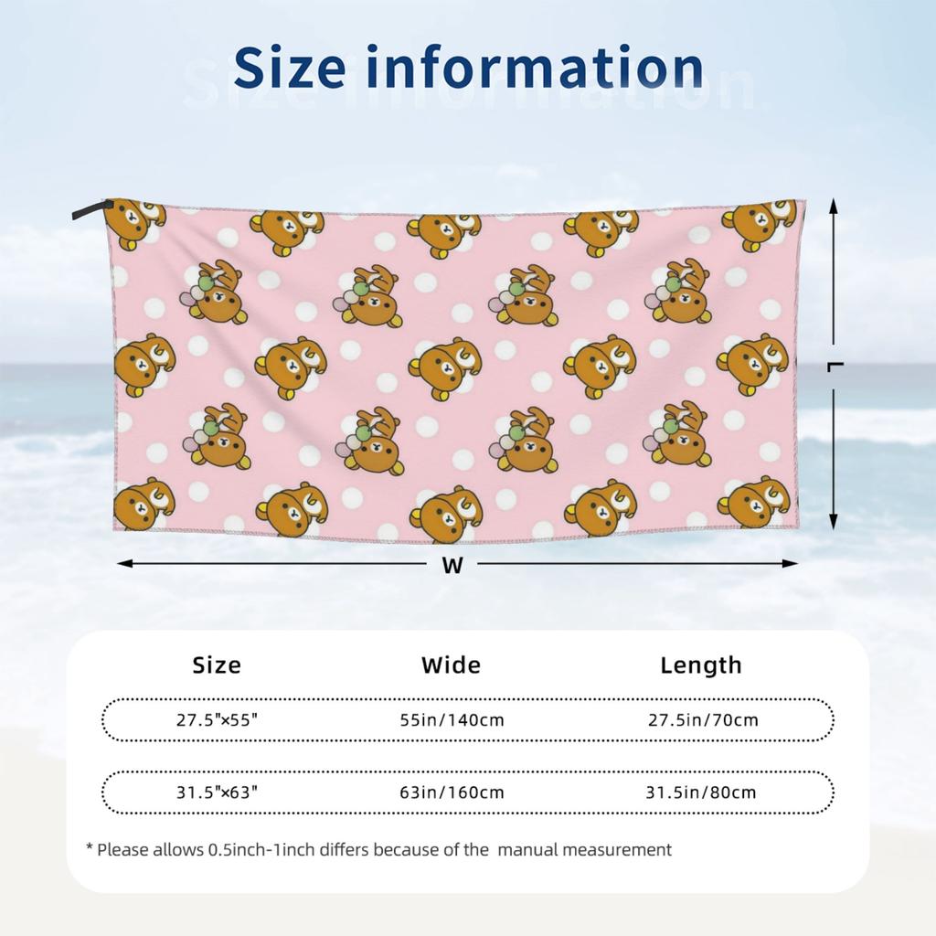 Lazy Bear Rilakkuma Beach Towel Soft Microfiber Quick Dry Absorbent Quick Towels For Swimming