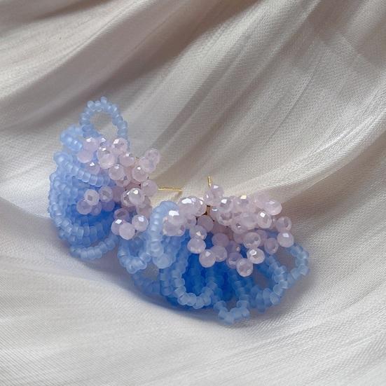 Handmade Beaded Earrings Boho Beaded Flower Earrings Floral Drop Earring Women's Summer Beach Jewelry