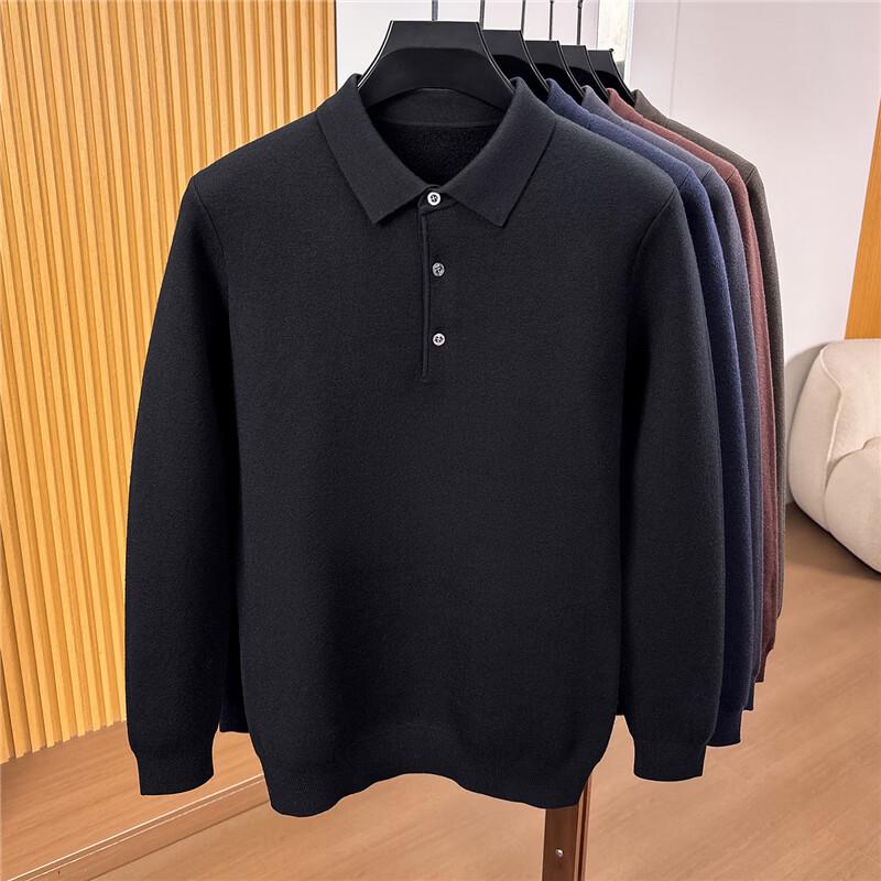 Men's Faux Two-Piece Shirt Collar Business Casual Knit Sweater