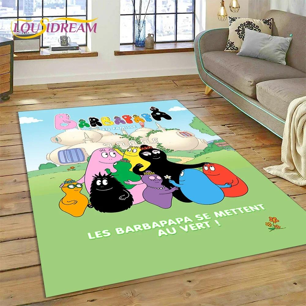Cartoon Les Barbapapa Family Carpet Rug for Bedroom Living Room Home Sofa Decoration,Children Game Large Decor Floor Mat Gift