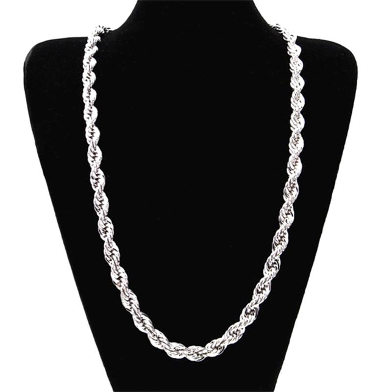 

^1Pc High Quality 925 Silver 4MM Women Men Chain Male Twisted Rope Necklace Bracelets Fashion Silver Jewelry Set