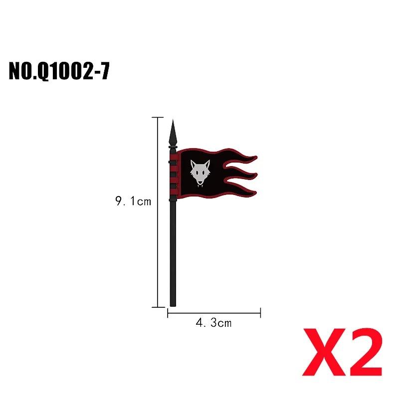 MOC Medieval Red Lion Black Eagle Castle Soldier Knight Horse Mount Building Block Military Figure Vest Armor Flag Toy Gift B036