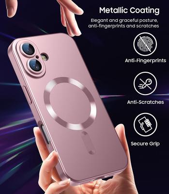 Luxury Metallic Paint Silicone Soft Case For iPhone 16 15 14 13 12 11 Pro Max Plus Cover With Magnetic For Magsafe Shockproof