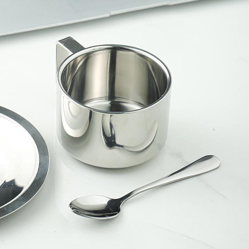 Vintage Stainless Steel Coffee Mug Cups Delicate Coffee Cup And Saucer Set Flower Tea Mug Home Coffeeware Espresso Cups